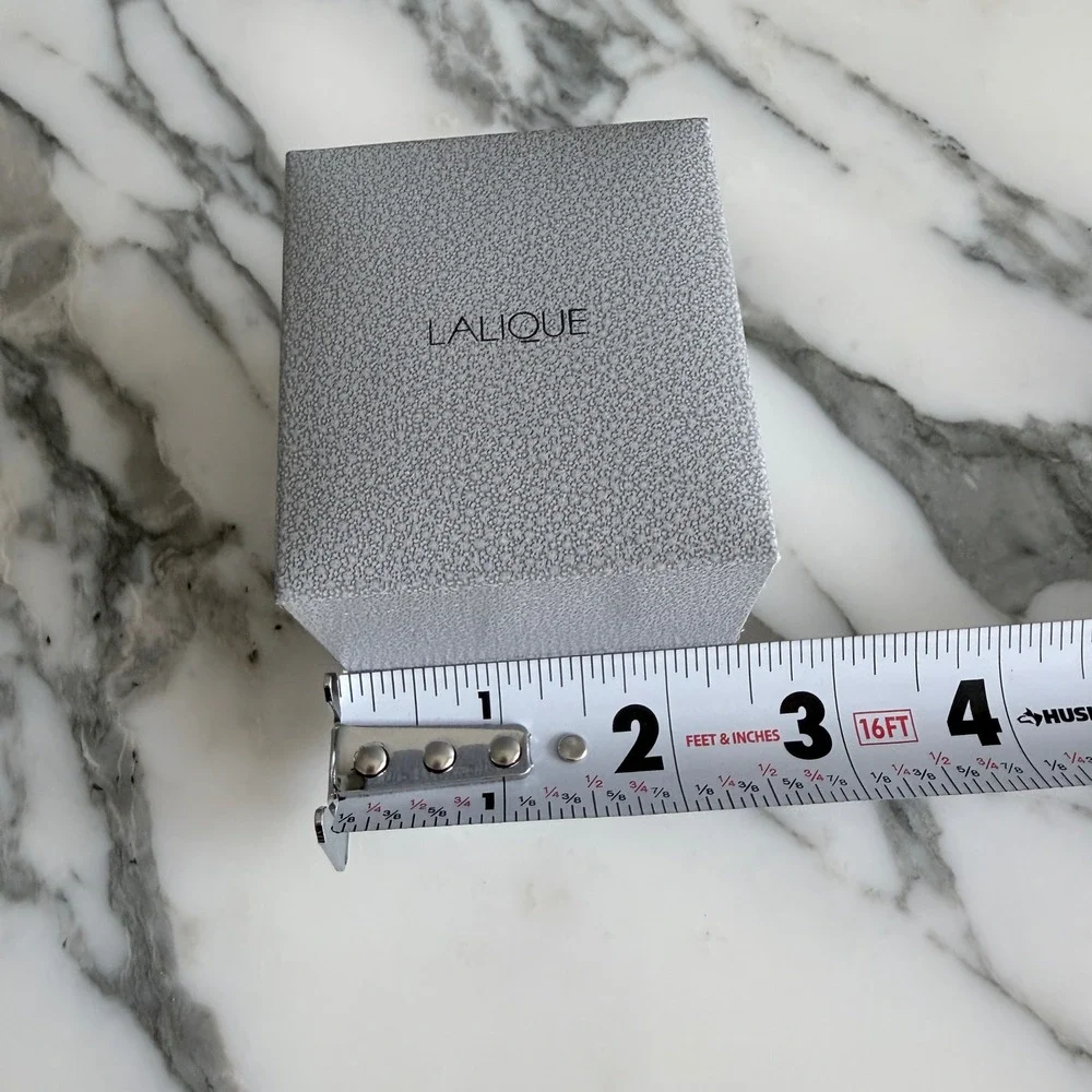 Lalique France Grey Textured Jewelry Presentation Box Ring Case Small Luxury